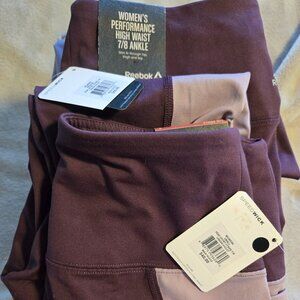 Reebok Performance Wide High Waist 7/8 Side Stripe Pocket SPEEDWICK Ankle Tights